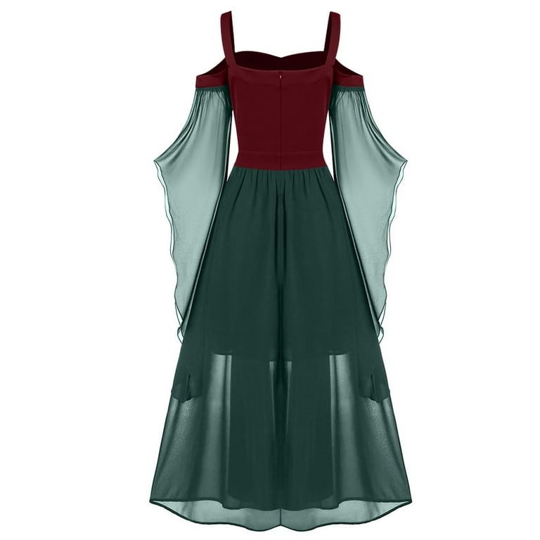 WFJCJPAF Holiday Clearance! Autumn Dresses for Women Plus Size,Women Plus  Size Solid Patchwork Cold Shoulder Sleeve Lace Up Halloween Dress - Wine  XXL - Walmart.com