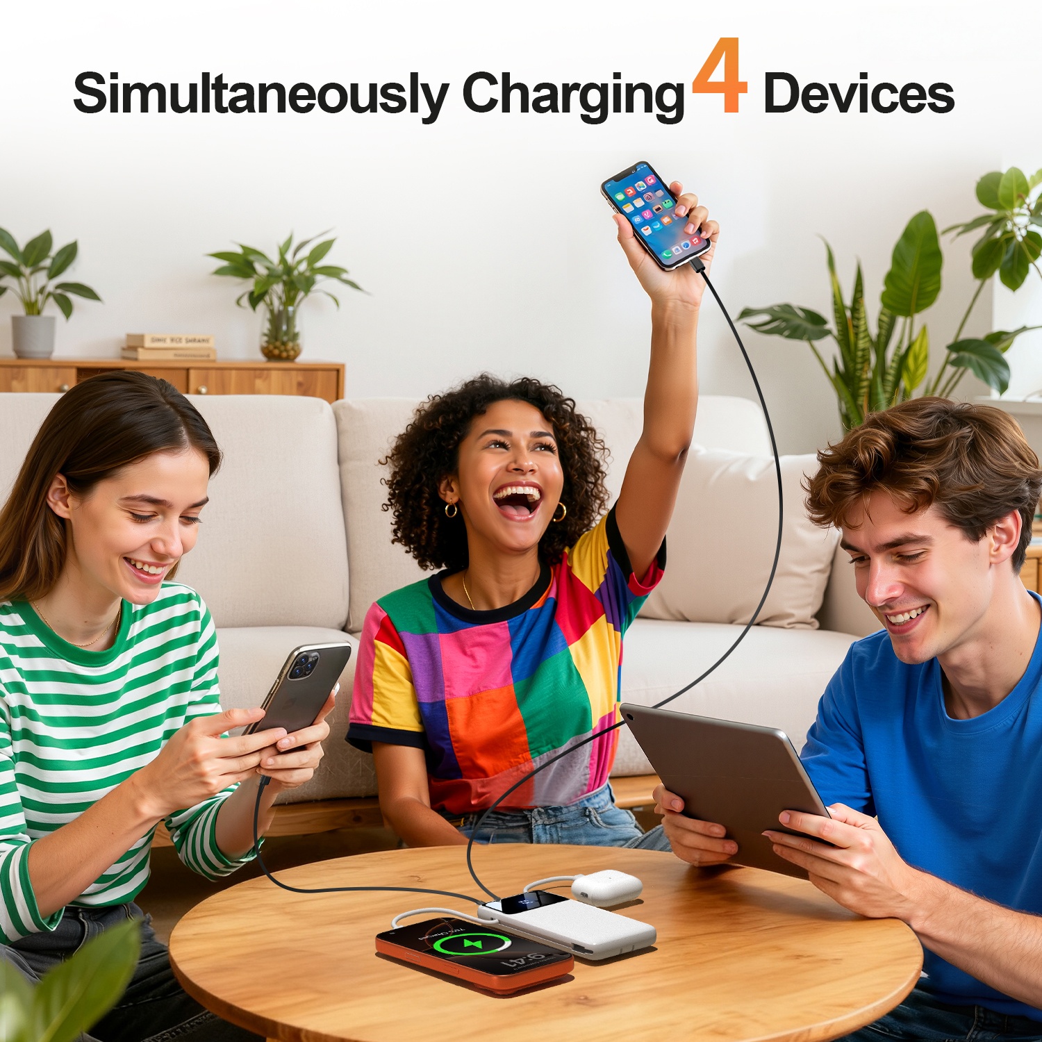 Mguzdi 10000mAh Portable Charger with Built-In Cables and Wall Plug photo 2