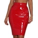 thumbnail image 1 of Gibobby faldas para mujer mujer Sexy Faux Mini cintura alta Casual Zip PU Slim Pencil Plus Size(Rojo, L), 1 of 5