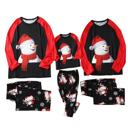 

Christmas Pajamas for Family 2022 Xmas Print Pajamas Plaid Long Sleeve Long Pants Tops and Pants Holiday Sleepwear