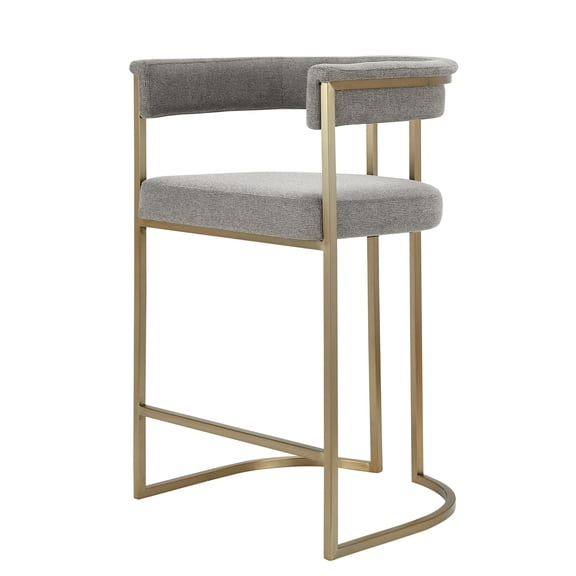 Modrest Byron - Modern Grey Fabric   Antique Brass Counter Chair