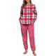 thumbnail image 5 of Conjunto de pijama informal de invierno para mujer, de doble cara, con cuello redondo estampado, manga larga, top anudado a mano, pantalones con cordón ajustable, ropa de casa, blusa de poliéster., 5 of 8