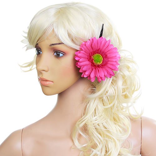 Mujeres Niñas Margarita Africana De Flores Del Pelo Del Clip W / Long Pinza - Shocking Pink Zulema none