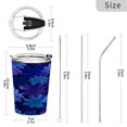 thumbnail image 3 of 11oz Double-Wall Vacuum Insulated Stainless Steel Tumbler with Straws Sports Mugs BPA-Free Deep Indigo Snowflakes, 3 of 7