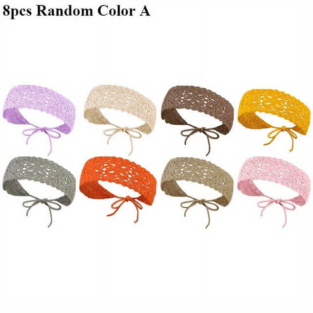 LOVEVER 4pcs/ 8pcs Simple Solid Color Knitted Hair Tie Set Retro Style Elegant Soft Fabric Adjustable Strap Design Daily Hair Tie For Women