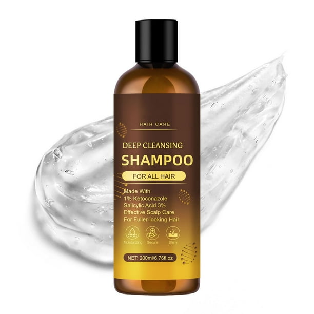 Champú de limpieza profunda, anticaspa con ketoconazol y ácido salicílico, cuidado del cuero cabelludo para un cabello con más volumen, hidratación, brillo y seguridad (200 ml)