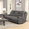 thumbnail image 3 of Coaster Wyatt Upholstered Motion Sofa with Drop Down Table and Drawer Grey-Color:Grey,Finish:Other Color,Style:Traditional, 3 of 7