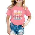 thumbnail image 2 of UFOUND Toddler Girls Tee Summer Coconut Tree Sunset Beach Top Hawaii Vacation Short Sleeve Tropical Shirts For Girl Child Clothes Leisure Dailywear, 2 of 4