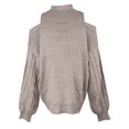 thumbnail image 4 of Wutalume Women's Relaxed Loose Long Sleeve Turtleneck Pullover Solid Color Knit Sweater, Cozy Winter Top, Soft Fabric for All Day Comfort,Coffee S, 4 of 5