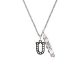 thumbnail image 2 of Delight Jewelry Black Nickeltone Crystal Initial - U - Beaded Border - Silvertone Best Friends Forever Bar Charm Necklace, 23", 2 of 4