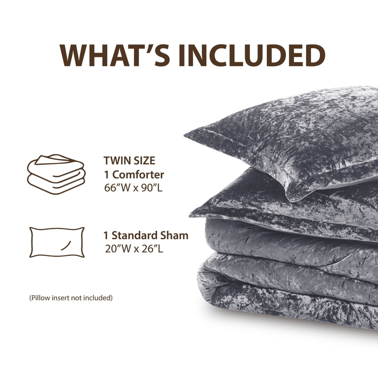 Regency Heights 2-Piece Twin/Twin-XL Velvet Comforter Set, Grey photo 5