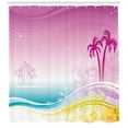 thumbnail image 3 of Ambesonne Luau Shower Curtain, Fantasy Beach Island Coast, 69"Wx75"L, Multicolor, 3 of 3