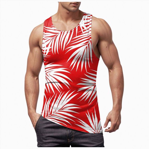 Hessimy Mens Cotton Tank Tops Summer Beach Sleeveless Muscle Shirts Gym Workout Running Tank Shirt Pack(Red,M)