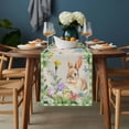 thumbnail image 2 of Happy Easter Bunny Table Runner - 108 Inch Long, Kitchen Dining Table Runner Dresser Scarves, Spring Floral Burlap Sage Green Plaid Farmhouse Decor for Coffee Tables Wedding Party Banquet, 2 of 8