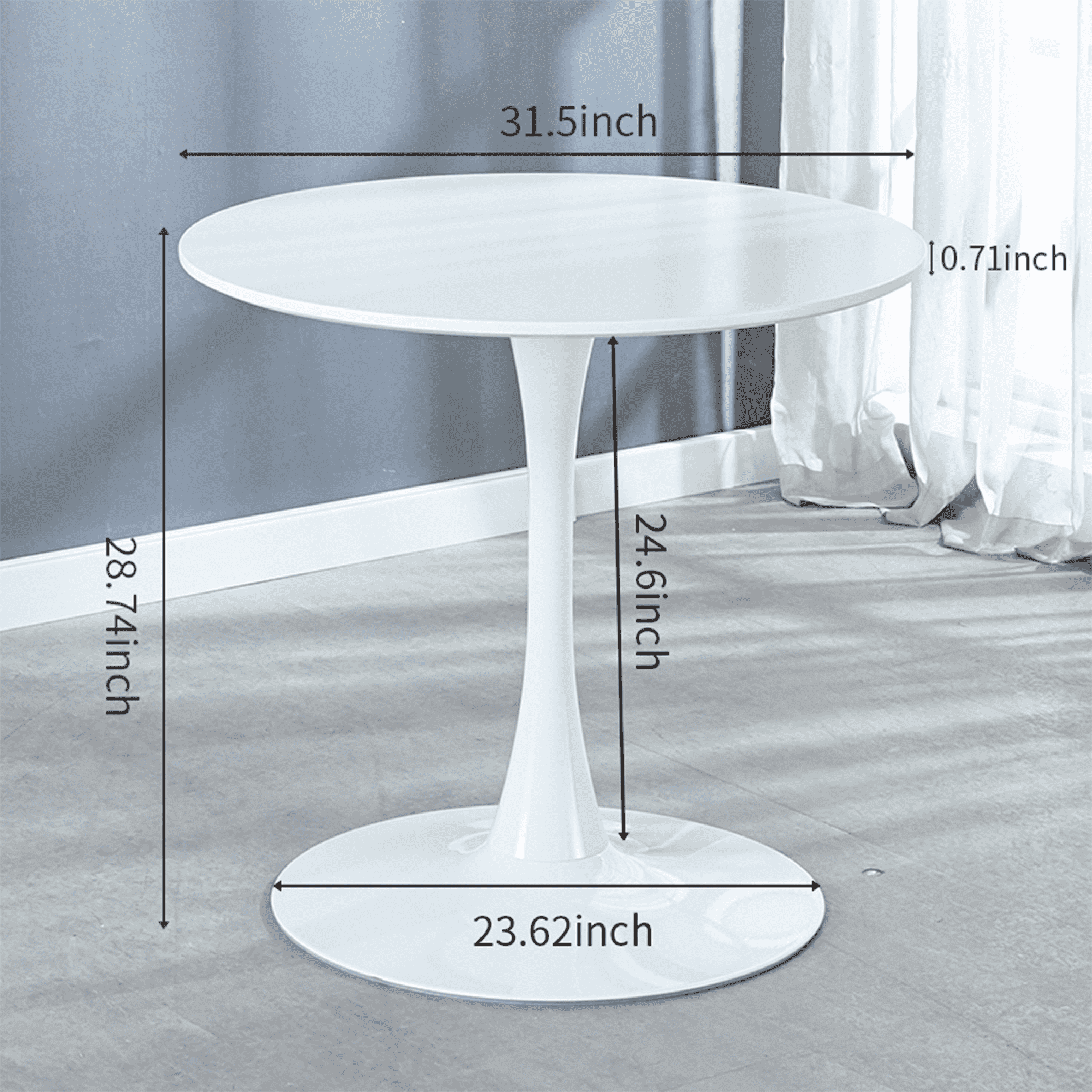 MAYEERTY 31.5" White Tulip Dining Table Retro Seats 2-4 Small Dining