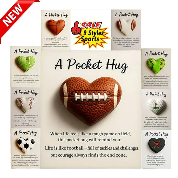 Tarmeek Pocket Hug with Card, Sport-Themed Pocket Hug Collection with Inspirational Cards, Christmas Gift for Sports Enthusiasts, Family, Close Friends