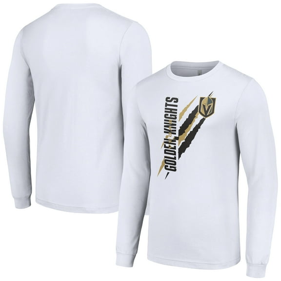 Men's Starter White Vegas Golden Knights Color Scratch Long-Sleeve T-Shirt