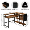 thumbnail image 3 of Loomie L Shaped Desk with Drawer, 55" W x 41" D Industrial Corner Computer Desk with 4 Tier Storage Shelves, Study Table Office, Rustic, 3 of 6