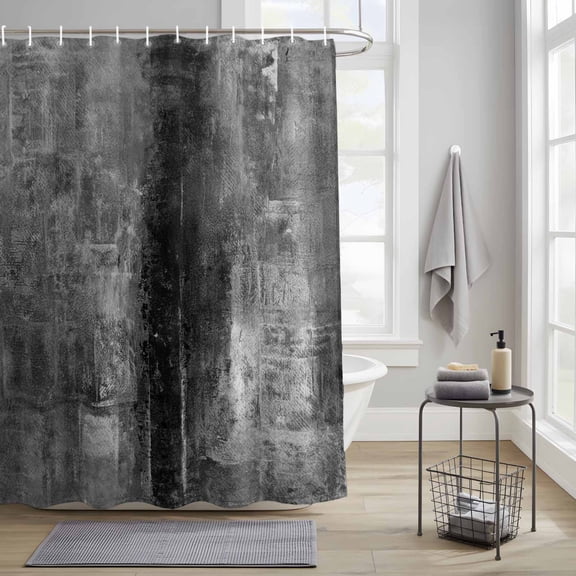 Bathroom Shower Curtain Abstract Black Vintage Texture Waterproof Shower Curtains with Hooks, Gradient Modern Art Bath Curtains Bathtub Curtain Home Decor 36x72in