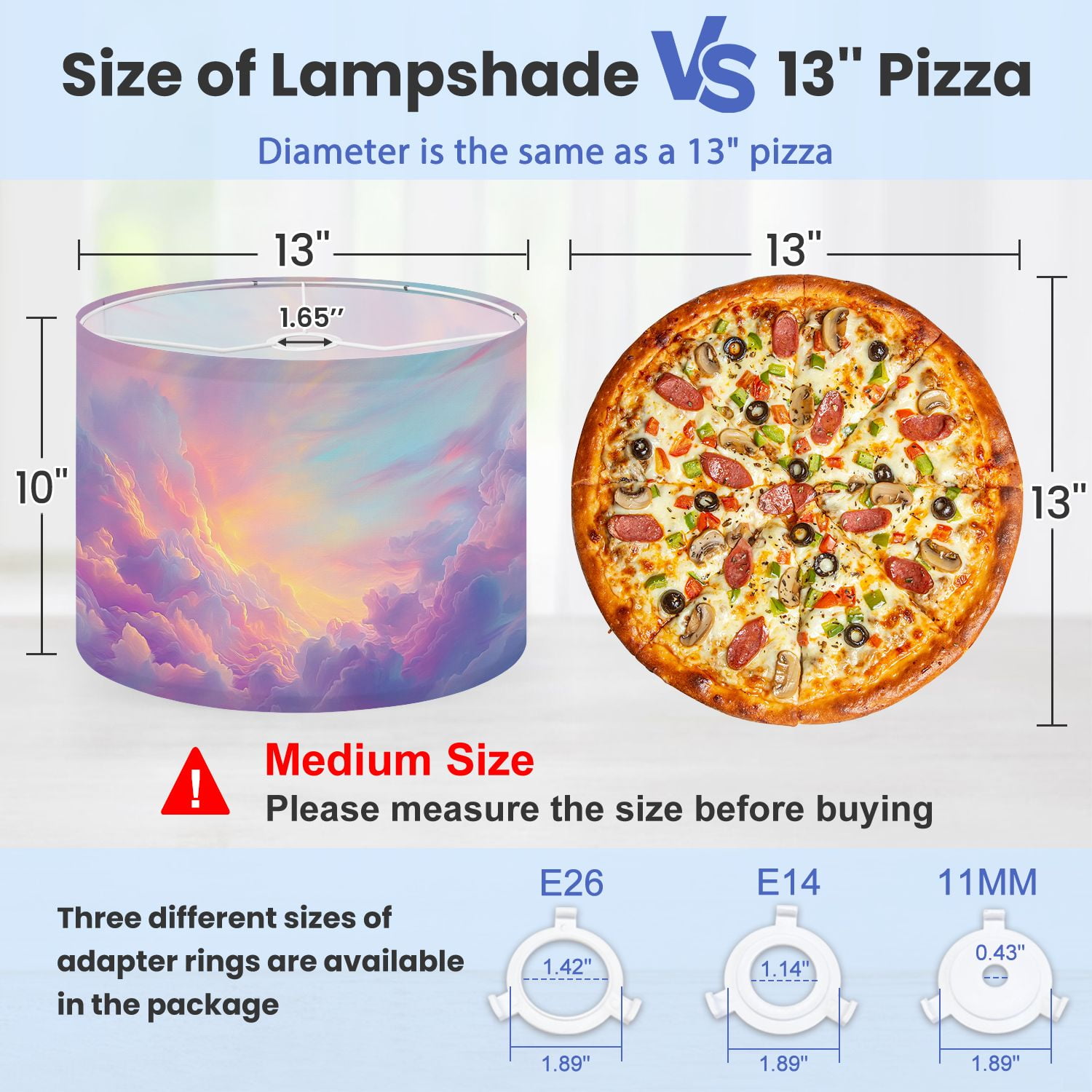 Lampshades 2 Pack Colorful Cloud Kids Clouds Sunset Sky Pastel Hues Light Reflections 13"x13"x10" Light Shade for Table Lamps Floor Lamps Drum Lamp Shades Lampshade Replacement Easy Assembly