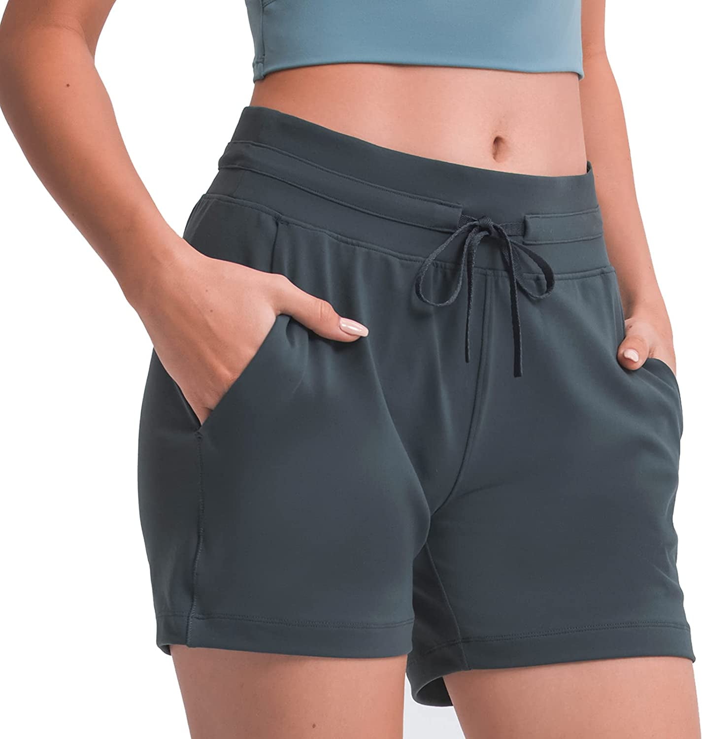 Beach Hot Shorts Basic Elastic Drawstring Waist Pants Women's Casual Shorts