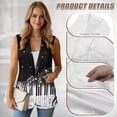 thumbnail image 5 of Psesaysky Music Piano Keyboard Print Blazer Vest Tops for Women Sleeveless Button Down Business Casual Outfits Work Suit Vests Waistcoat, Size M, 5 of 6