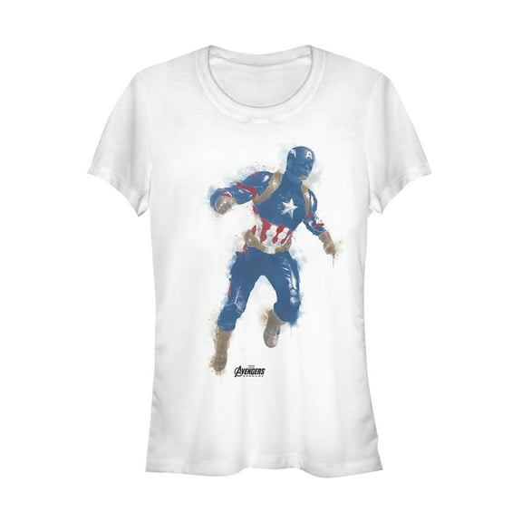 Junior's Marvel Avengers: Endgame Captain America Spray Paint  Graphic Tee White Small