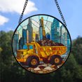 thumbnail image 2 of Home Decor Christmas Gift - Construction Truck Christmas Stained Glass Hanging Ornament - Winter Holiday Tree Decoration, Xmas Gift for Mom, Dad, Friends, Family, 2 of 3