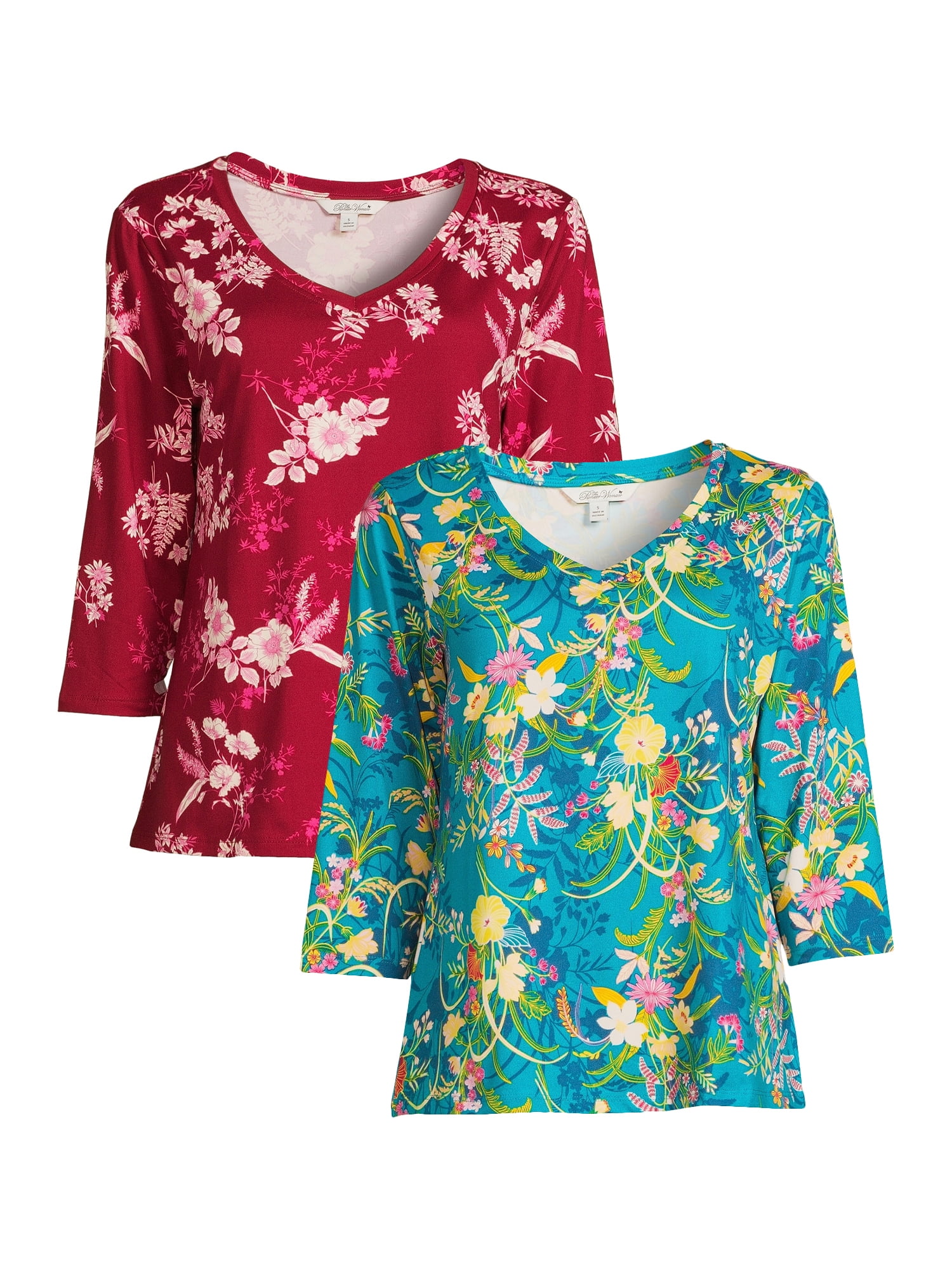 The Pioneer Woman V-Neck Tee, 2 Pack, Women's