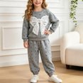 thumbnail image 2 of Mnyotv Girls' Fall Winter Clothes Bow Long Sleeve Sweatshirt and Jogger Pants 2Pcs Outfits Sets Size 3-4 Years, 2 of 5