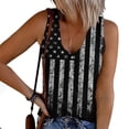 thumbnail image 2 of Usmixi Womens Tank Tops Independence Day Fashion Button Up Knitted Ribbed Patriotic Vest Shirts Summer Trendy Star Striped Print V-Neck Sleeveless Shirts Blouse Black XL, 2 of 5
