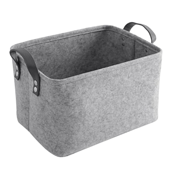 CATIEBYE Small Light Grey Felt Storage Basket with Handle for Home Organization and Decorative Use