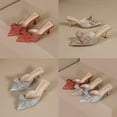 thumbnail image 5 of SACFOF Women's Rhinestone Bow Glitter Kitten Heel Mules Closed Pointed Toe Fashion Backless Slip On Sparkly Stiletto Heeled Sandals for Wedding Bridal Party Dress, 5 of 6