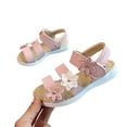 thumbnail image 6 of hengsof Girls Spring Summer Flower Open Toe Sandals Kids Fashion Versatile Ankle Strap Soft Sole Flats Casual Beach Footwear, 6 of 8