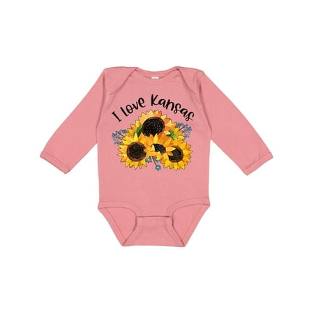 

Inktastic I Love Kansas with Sunflowers Gift Baby Boy or Baby Girl Long Sleeve Bodysuit