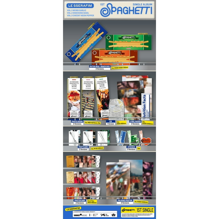 Le Sserafim - 1st Single Album 'SPAGHETTI' CHEEKY NEON PEPPER