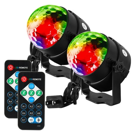 1/2PCS Portable LED 6 Colors Sound Actived Crystal Magic Ball Stage Party Light with Remote Control, 85-265V Disco Ball Lamp Set for Party, KTV, Club LED(UV) Stage Magic Ball Light with Remote
