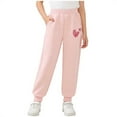 thumbnail image 3 of Bovxnpu Girls Casual Joggers Lightweight Pants Heart Print Elastic Waist Sweatpants Kids With Pockets Pants Pants, 3 of 6