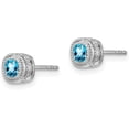 thumbnail image 2 of 14k White Gold Cushion Blue Topaz and Diamond Earrings - 7.3mm, 2 of 5
