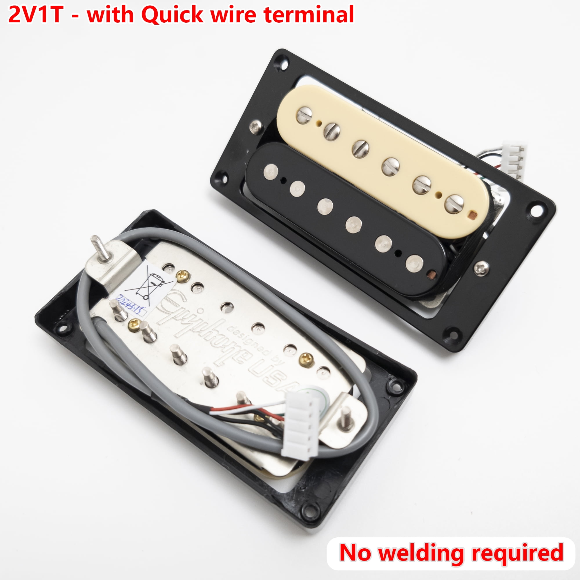 Guitar Alnico V Humbucker Pickups, 4C, with 2V1T Quick Connect Wiring Harness, For Gibson LP Guitar