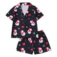 thumbnail image 3 of CUZIBR Girls Christmas Party Outfits Stylish Button Down Short Sleeve Lapel Collar Top Blouse Shorts Soft Cartoon Bow Floral Print Leopard Home Dailywear Girls' Clothing Sets,Black,5 Years, 3 of 9