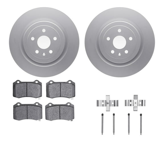 Dynamic Friction Company Rear Geospec Brake Rotors with 5000 Advanced Brake Pads includes Hardware 4512-47087