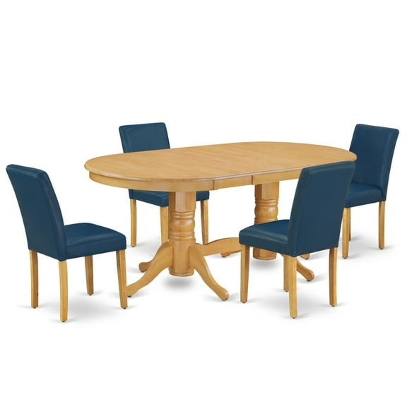 East West Furniture Dining Room Set Oak, VAAB5-OAK-55