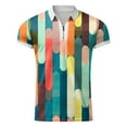 thumbnail image 4 of YDLCAFD Mens Spring and Summer Slim Zipper Collar Shirt Printing Top Lapel Multicolor Printing Short Sleeve Top Blouse, 4 of 5