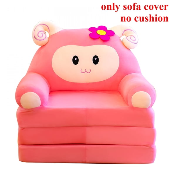 LAMIRO Plush Foldable Kids Sofa Backrest Armchair 2 In 1 Foldable Children Sofa Cute Cartoon Lazy Sofa Children Flip Open Sofa Bed For Living Room Bedroom Without Liner Filler