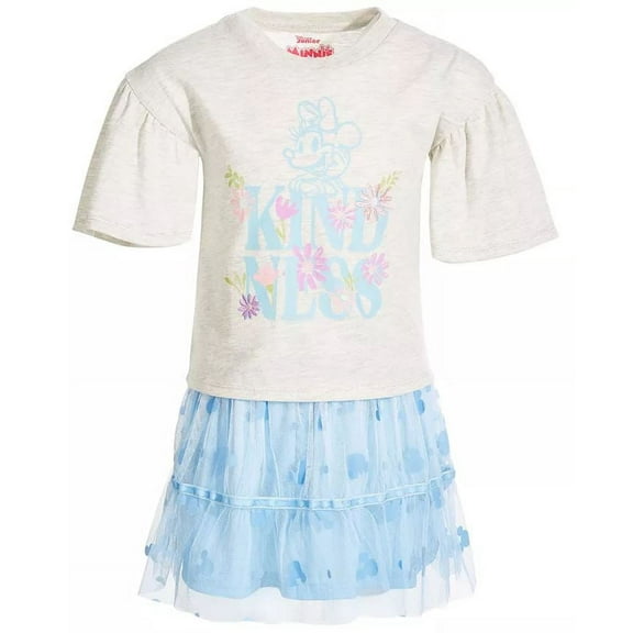 Disney Girls Light Beig 2-Pc. Minnie Mouse T-Shirt & Tulle Skirt Set, Size 3T