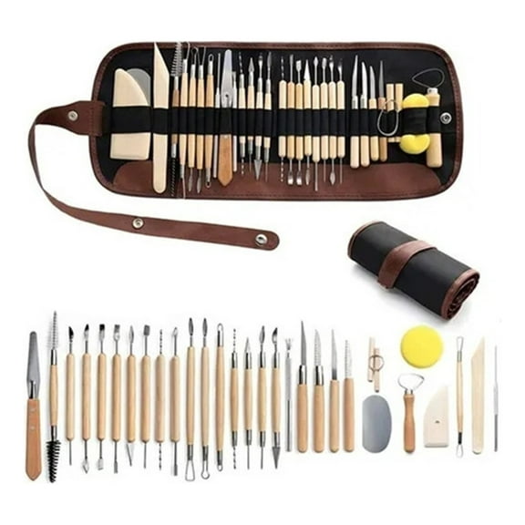 30 Clay Sculpting Tools with Bowl Roll
