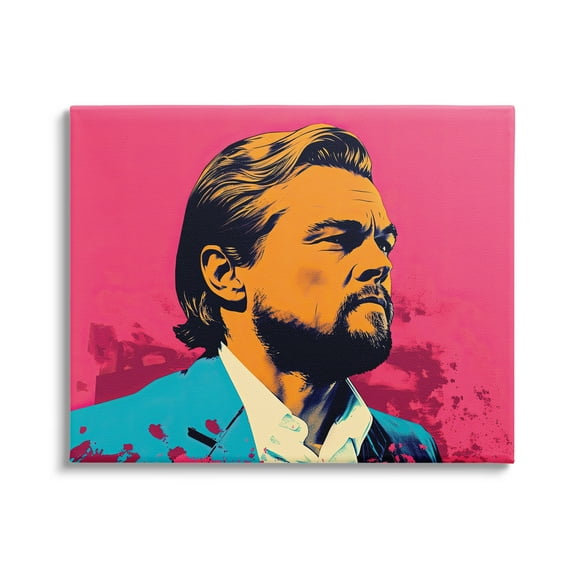 Stupell Industries Pop Style Leonardo DiCaprio Abstract Painting Gallery Wrapped Canvas Print Wall Art, 20 x 16