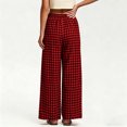 thumbnail image 5 of ClodeEU Women's High Waisted Plaid Wide Leg Pants,Casual Elastic Waist Trousers with Pockets Wine,Women's Plus L, 5 of 8