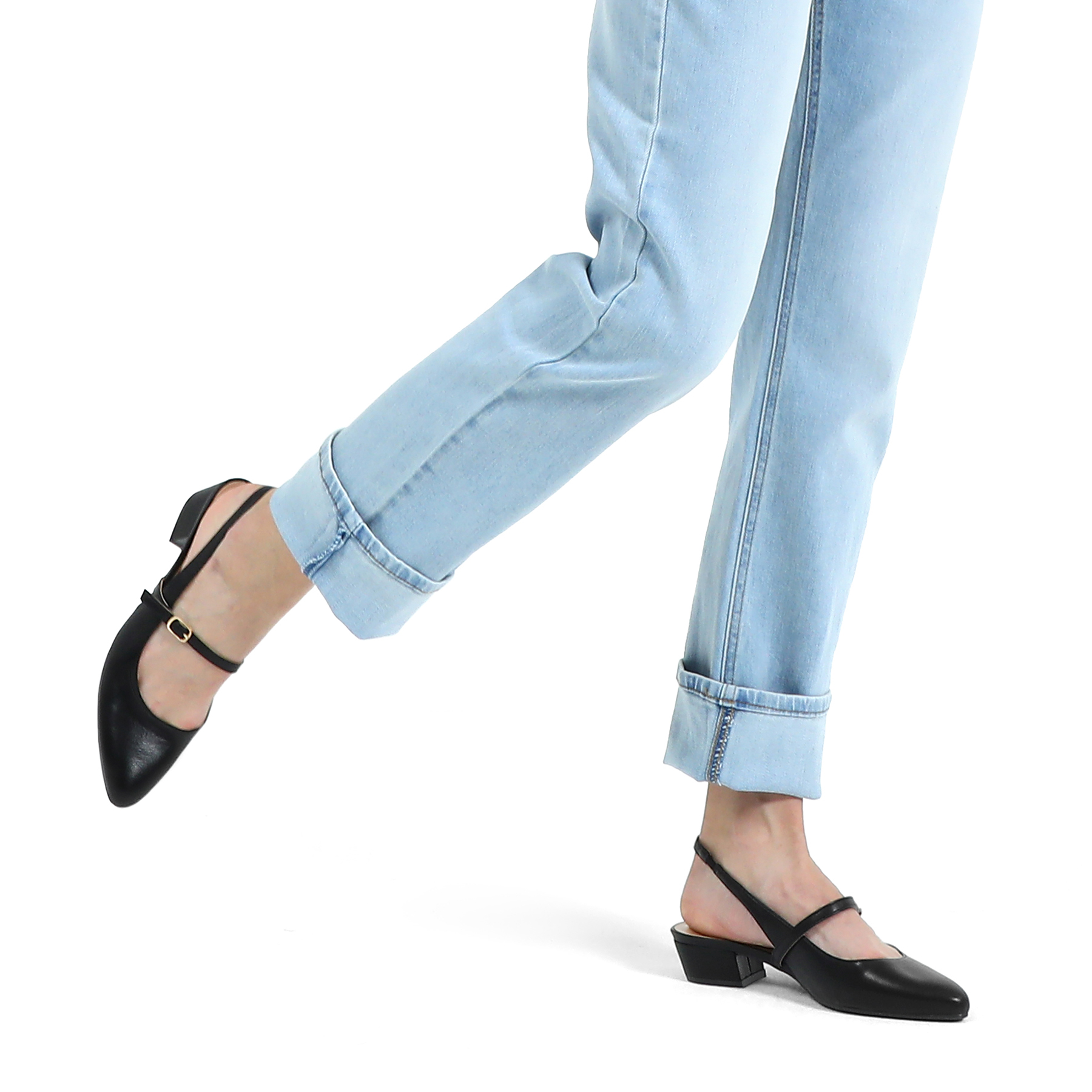 Penny Sue Women's Slingback Sandals Black Block Heel photo 5